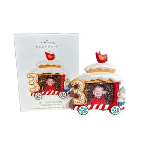 Hallmark Keepsake Christmas Train Photo Frame Holder Ornaments Age 3 NIB